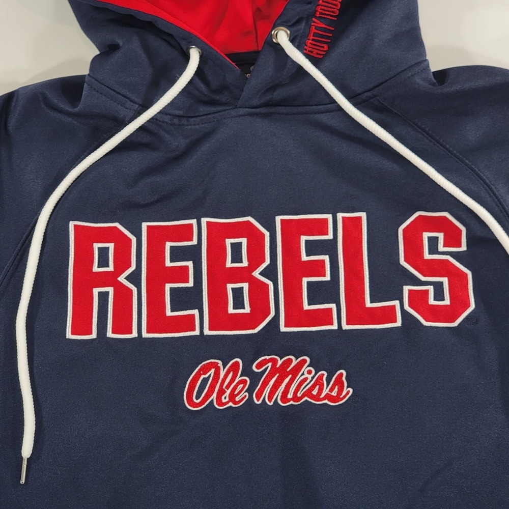 Ole Miss Rebels Hotty Toddy Mens Sz S Colosseum Pullover Pocket Hoodie EUC - Picture 3 of 7